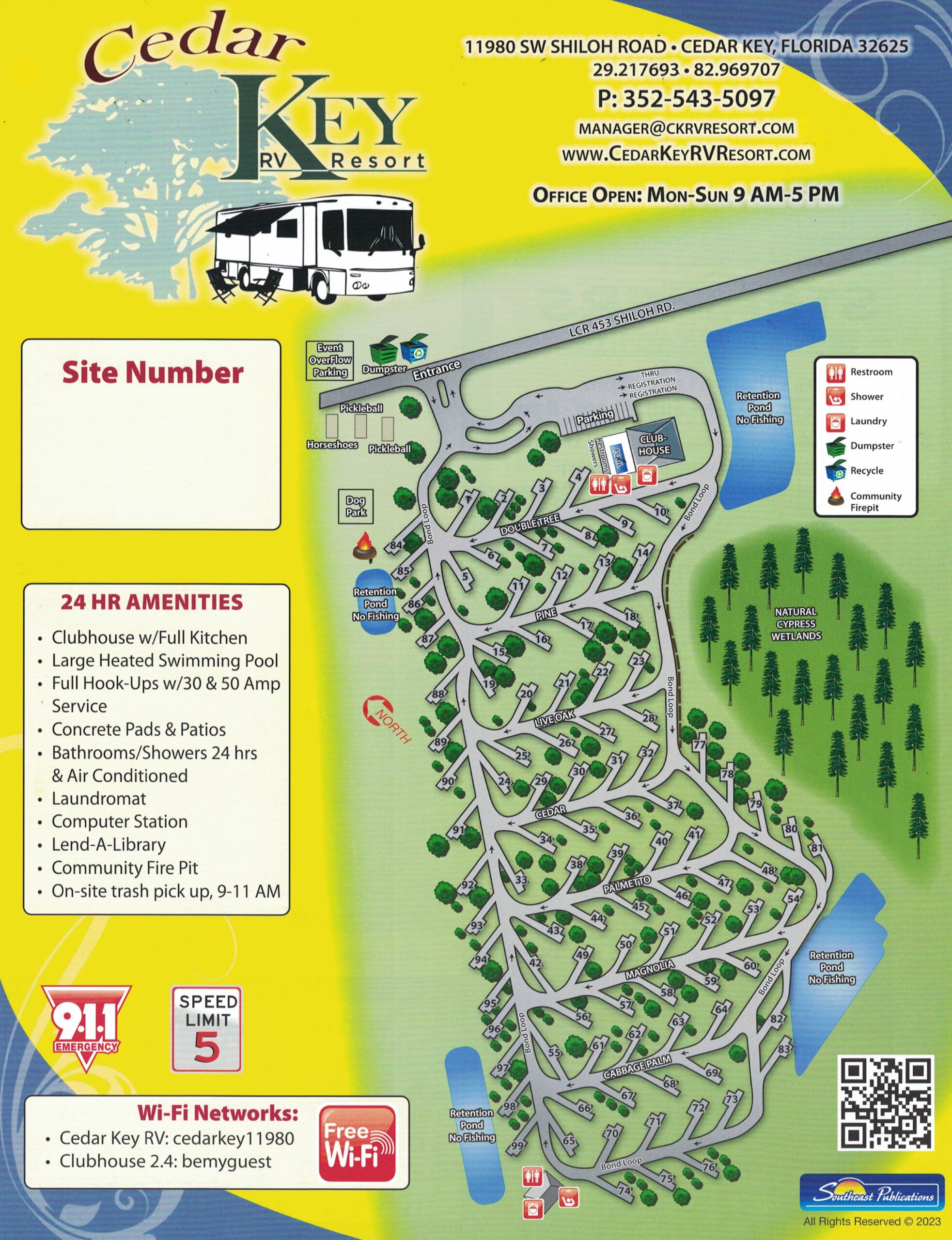 Cedar Key RV Resort park map